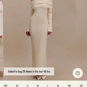 Meshki Elegant Cream / White Off-Shoulder Sweater Maxi Dress (“Katherine”)